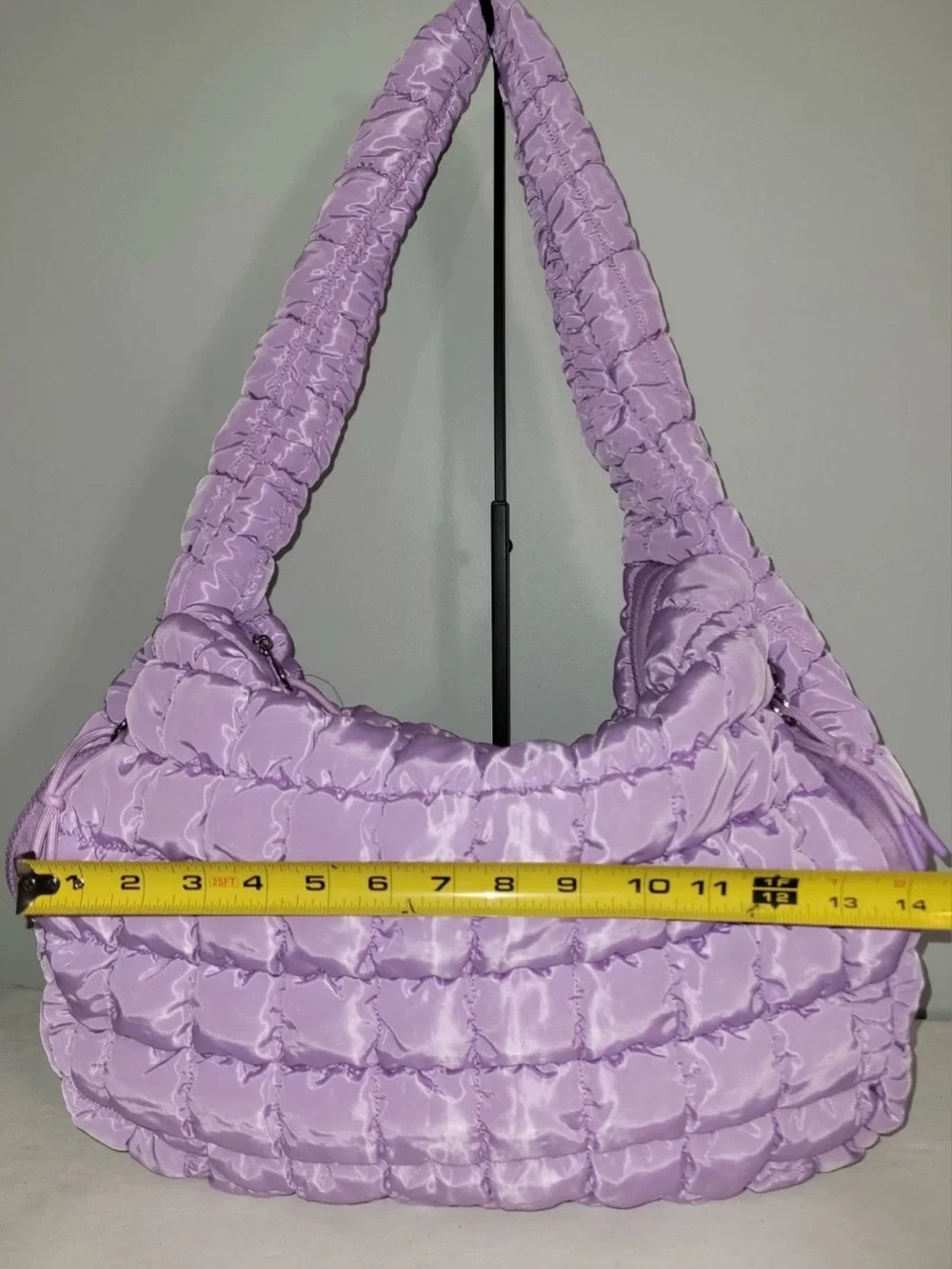 Quilted Puffer Hobo Shoulder Bag Purple Lanvender NWOT